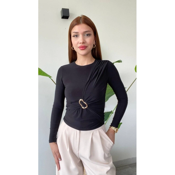 TOKA DETAYLI SANDY BLUZ