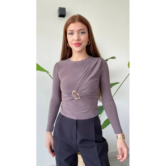 TOKA DETAYLI SANDY BLUZ