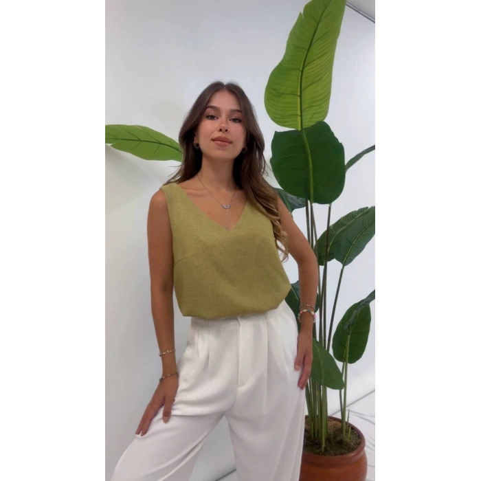 V YAKA SIFIR KOL BLUZ