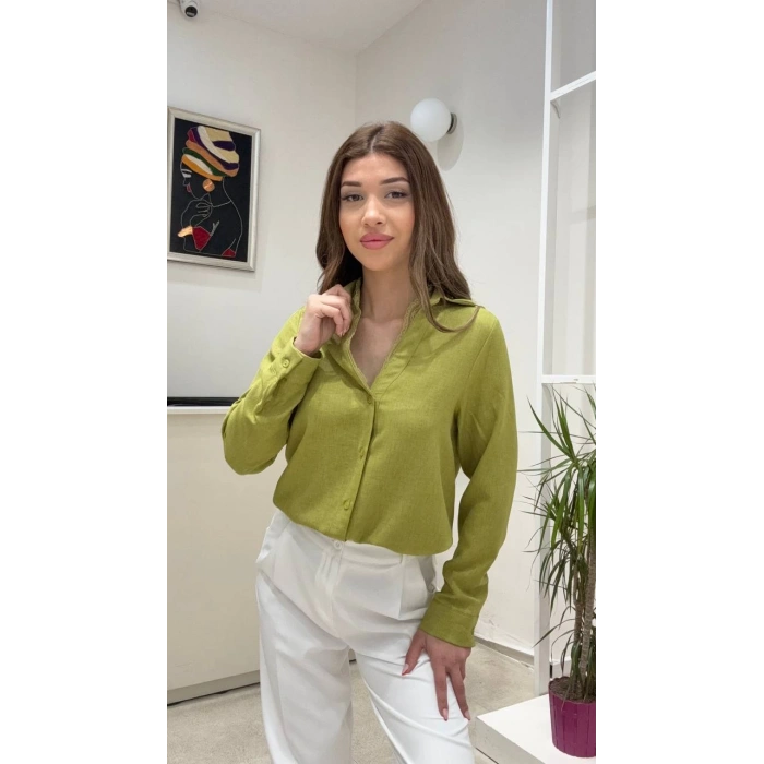 YAKASI DANTEL DETAYLI GÖMLEK