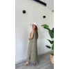 DÜĞME DETAYLI UZUN ELBİSE