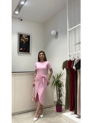 BAĞLAMA DETAYLI SANDY ELBİSE