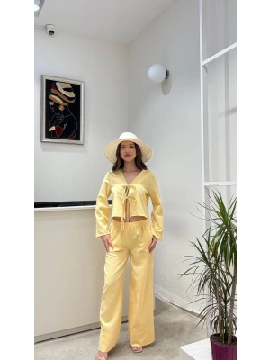 BAĞLAMALI KETEN BLUZ