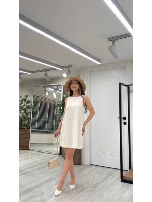 BASİC KETEN KISA ELBİSE