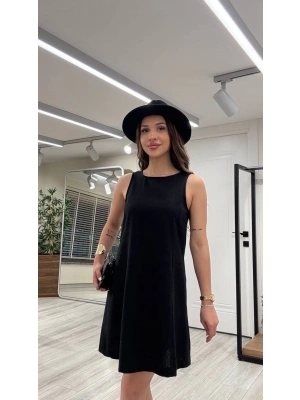 BASİC KETEN KISA ELBİSE