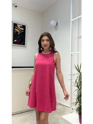 BASİC KETEN KISA ELBİSE