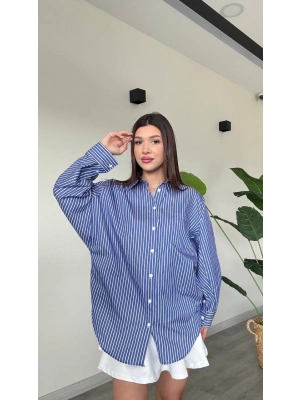 BASİC OVERSİZE ÇİZGİLİ GÖMLEK