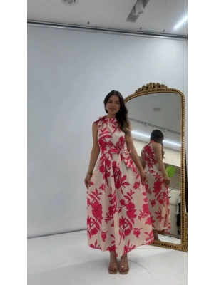 BOYUNDAN BAĞLAMALI ELBİSE