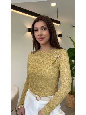 DANTEL TOKA DETAYLI UZUN KOLLU BLUZ