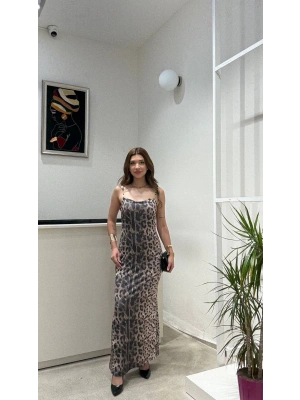 DESENLİ ASKILI ELBİSE