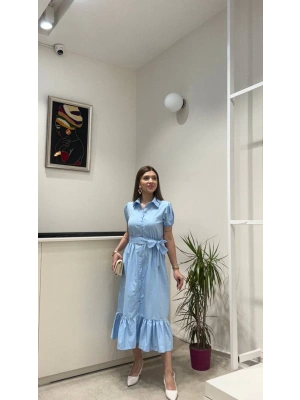 FIRFIR DETAYLI UZUN ELBİSE