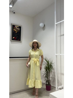 FIRFIR DETAYLI UZUN ELBİSE