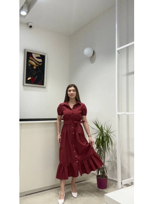 FIRFIR DETAYLI UZUN ELBİSE