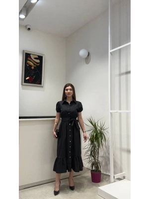 FIRFIR DETAYLI UZUN ELBİSE