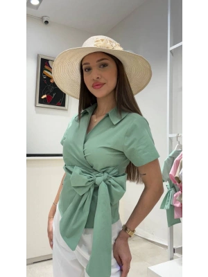 KISA KOLLU BAĞLAMALI GÖMLEK