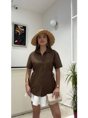 KISA KOLLU YANDAN BAĞLAMALI GÖMLEK