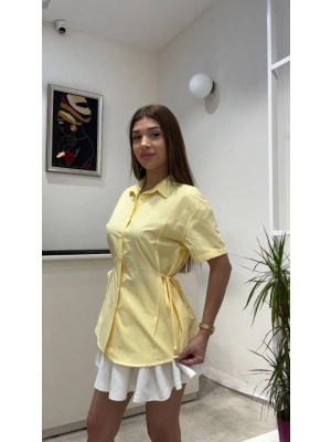 KISA KOLLU YANDAN BAĞLAMALI GÖMLEK