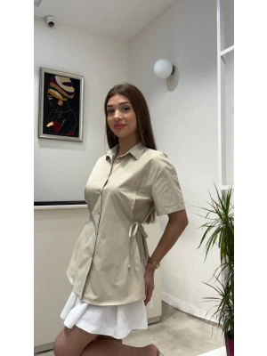 KISA KOLLU YANDAN BAĞLAMALI GÖMLEK