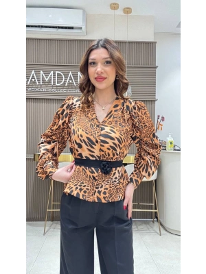 KOLLARI BÜZGÜLÜ SATEN GÖMLEK