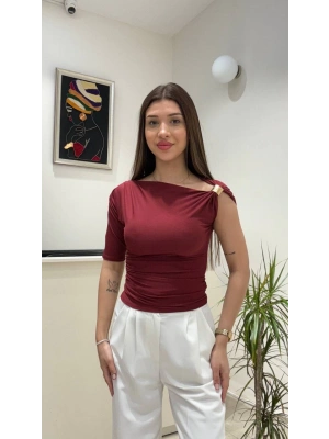 OMUZ DETAYLI SANDY BLUZ