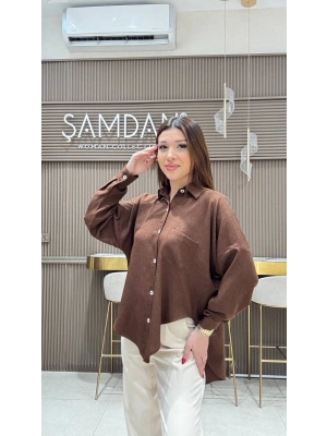 PAPATYA DÜĞMELİ OVERSİZE GÖMLEK