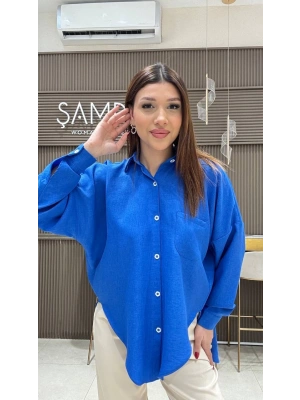 PAPATYA DÜĞMELİ OVERSİZE GÖMLEK