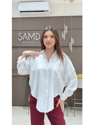 PAPATYA DÜĞMELİ OVERSİZE GÖMLEK