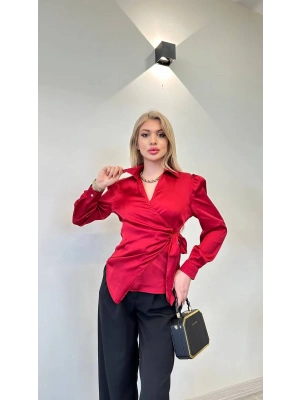 SATEN YANDAN BAĞLAMALI GÖMLEK