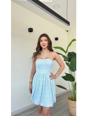 STRAPLEZ DANTEL KISA ELBİSE