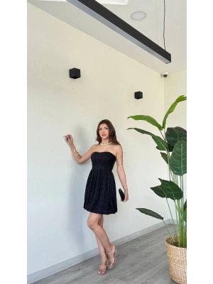 STRAPLEZ DANTEL KISA ELBİSE