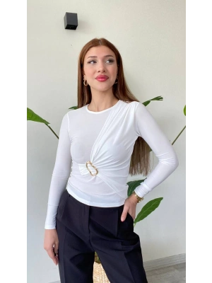 TOKA DETAYLI SANDY BLUZ