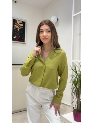 YAKASI DANTEL DETAYLI GÖMLEK