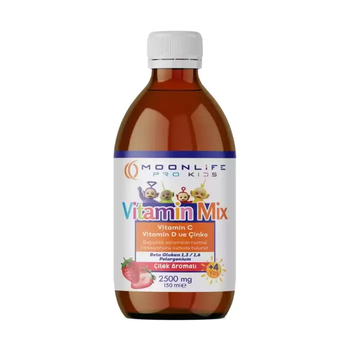 Moon Life Pro Kids Vitamin C ve D Çinko-Beta Glukan Çilek Aromalı (Lipozomal)150ml