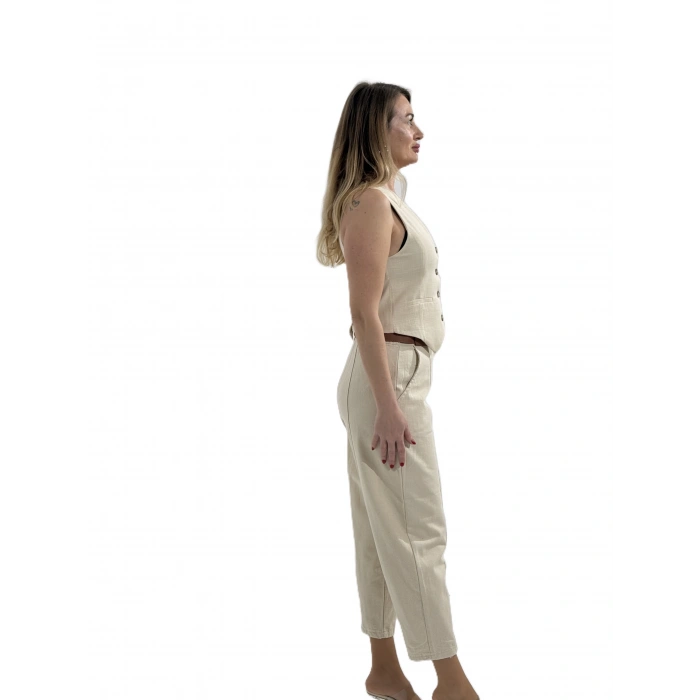 Kemerli Dikiş Detaylı Baggy Gabardin Pantolon