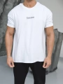 Oversize Beyaz Reflektör Kanat  Baskı Kollar Dar Kesim T-Shirt
