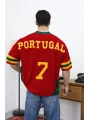 Portugal Nakışlı Oversize Triko T-Shirt