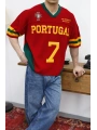 Portugal Nakışlı Oversize Triko T-Shirt