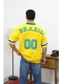 Brazil Nakışlı Oversize Triko T-Shirt