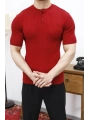 TRİKO HAKİM YAKA DÜĞMELİ KIRMIZI T-SHİRT