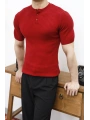TRİKO HAKİM YAKA DÜĞMELİ KIRMIZI T-SHİRT