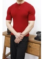 TRİKO HAKİM YAKA DÜĞMELİ KIRMIZI T-SHİRT