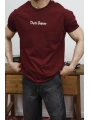 OVERSİZE DARK FUTURE BASKI BORDO KOLLAR DAR KESİM T-SHİRT