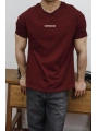 OVERSİZE ESPRESSO BASKI BORDO KOLLAR DAR KESİM T-SHİRT