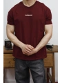 OVERSİZE ESPRESSO BASKI BORDO KOLLAR DAR KESİM T-SHİRT