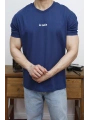 OVERSİZE LA MAFİA BASKI İNDİGO KOLLAR DAR KESİM T-SHİRT