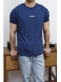 OVERSİZE LA MAFİA BASKI İNDİGO KOLLAR DAR KESİM T-SHİRT