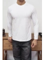 KOLLAR DAR KESİM BEYAZ UZUN KOL SWEAT