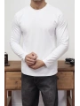 KOLLAR DAR KESİM BEYAZ UZUN KOL SWEAT