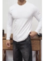 KOLLAR DAR KESİM BEYAZ UZUN KOL SWEAT