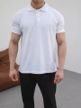 BEYAZ POLO YAKA OVERSİZE KOLLAR DAR KESİM T-SHİRT